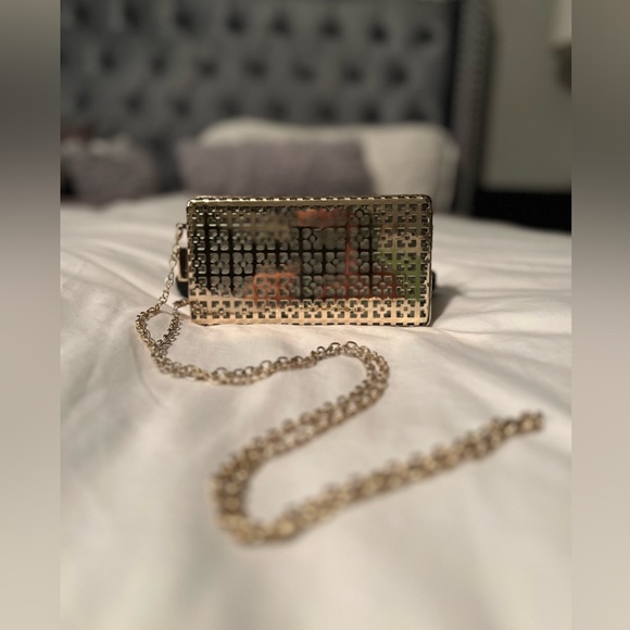 ❤️Art Deco Gold Box Bag with Gold Chain EUC - Picture 3 of 3